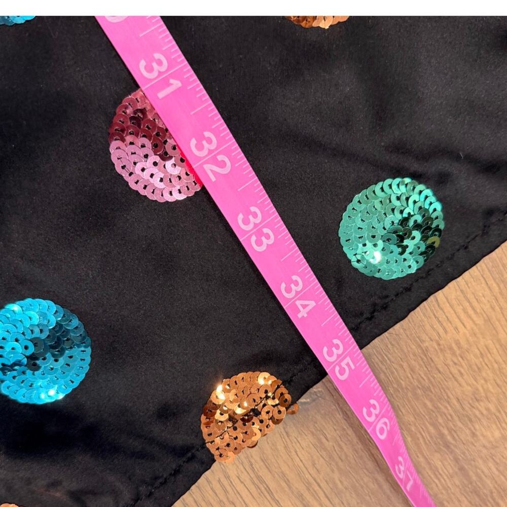 RIXO Kelly Polka Dot Sequin Midi Skirt Black Multicolor Size Small - Picture 8 of 9